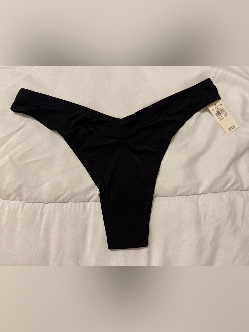 aerie Black Seam-Back Thong Panty